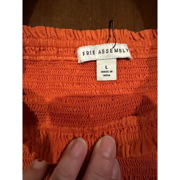 Free Assembly Women's 100% Organic Cotton Tangerine Elastic Top Dress Pockets - Picture 3 of 6